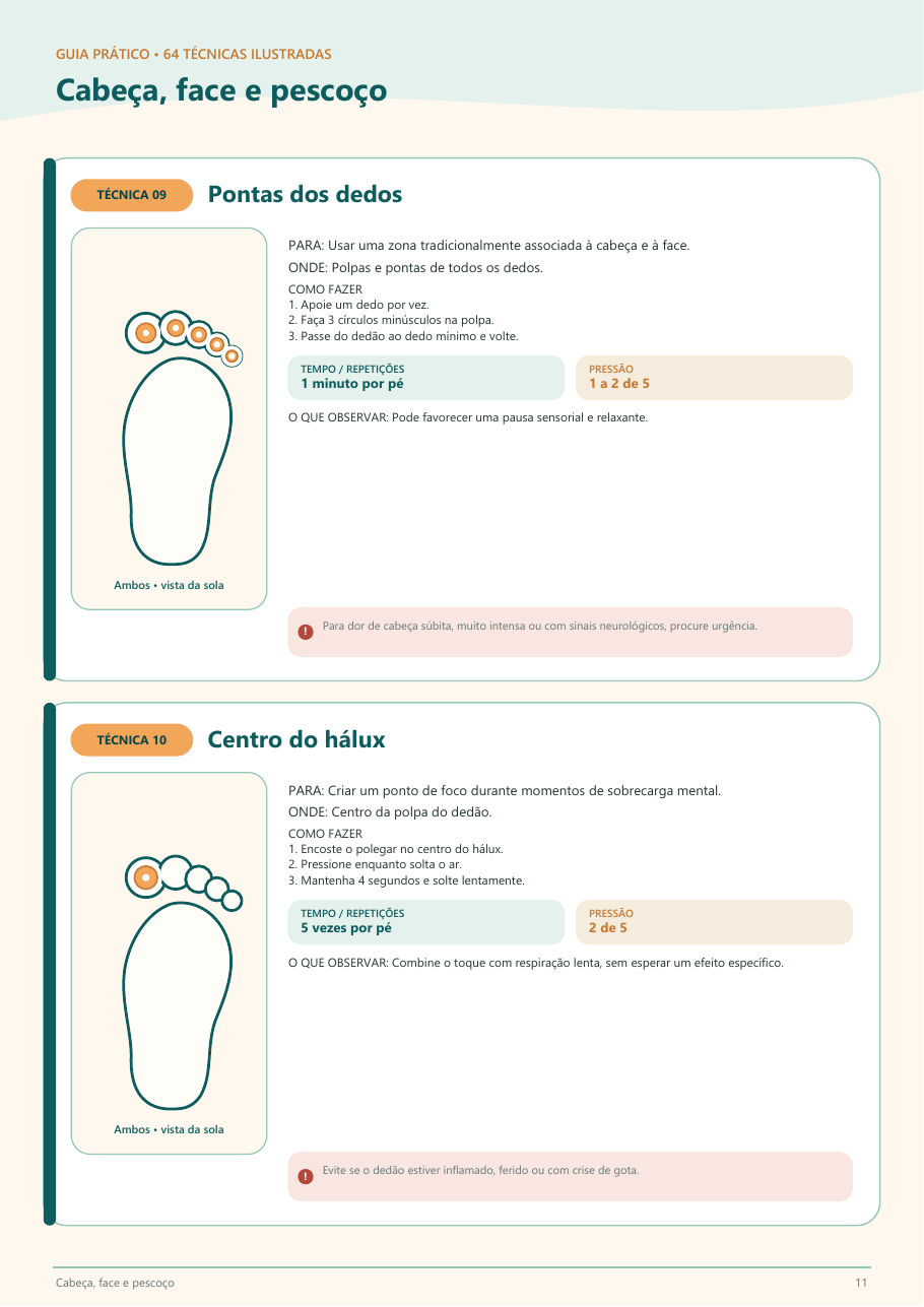 Cards para cabeça, face e pescoço
